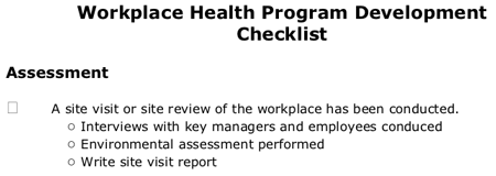 Workplace Health Program Development Checklist